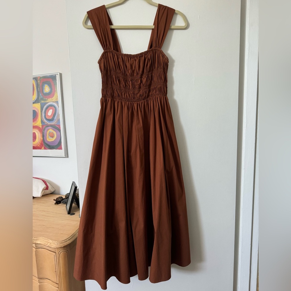 Staud Ida Smocked Midi Dress